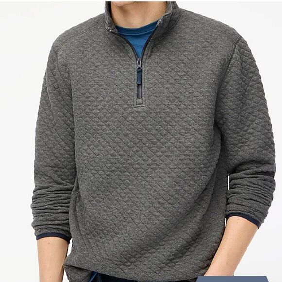 J. Crew Factory  bs847 Gray Quilted half-zip NWT size medium - Picture 2 of 8
